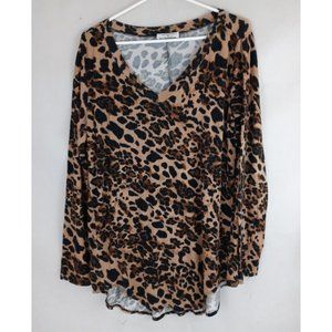 Zenana Women's Long Sleeve Animal Print Blouse Size Medium